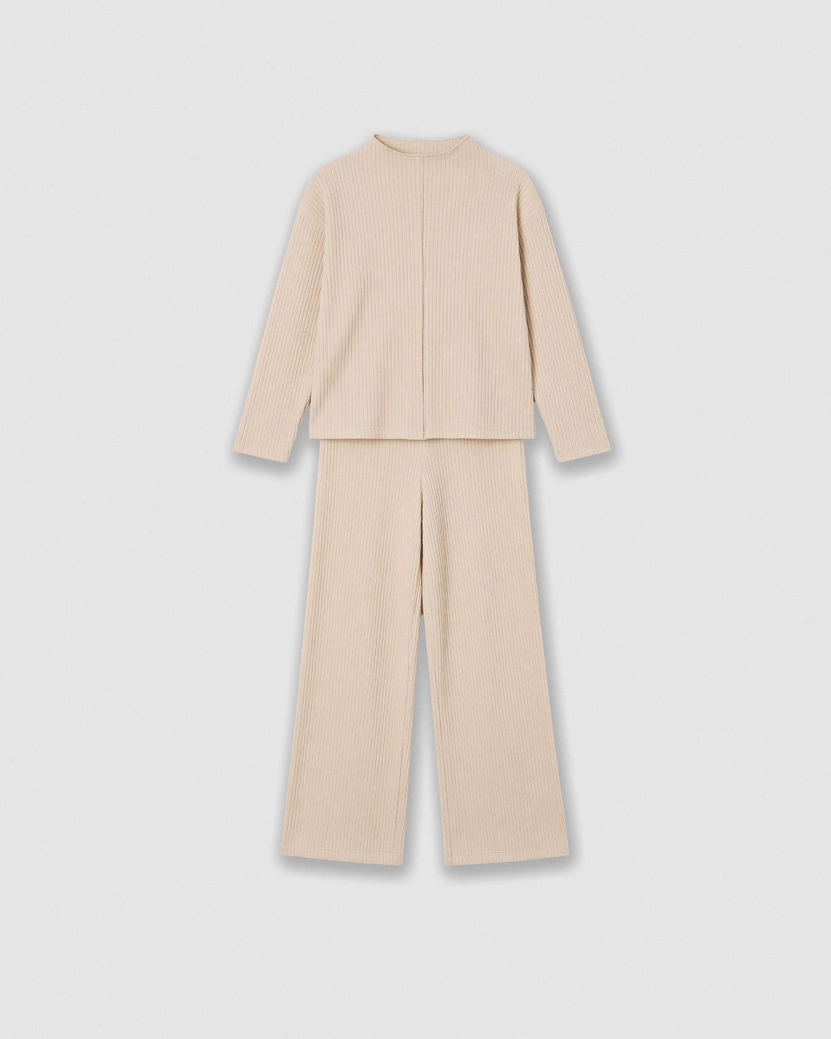 Pantaloni cropped a coste beige