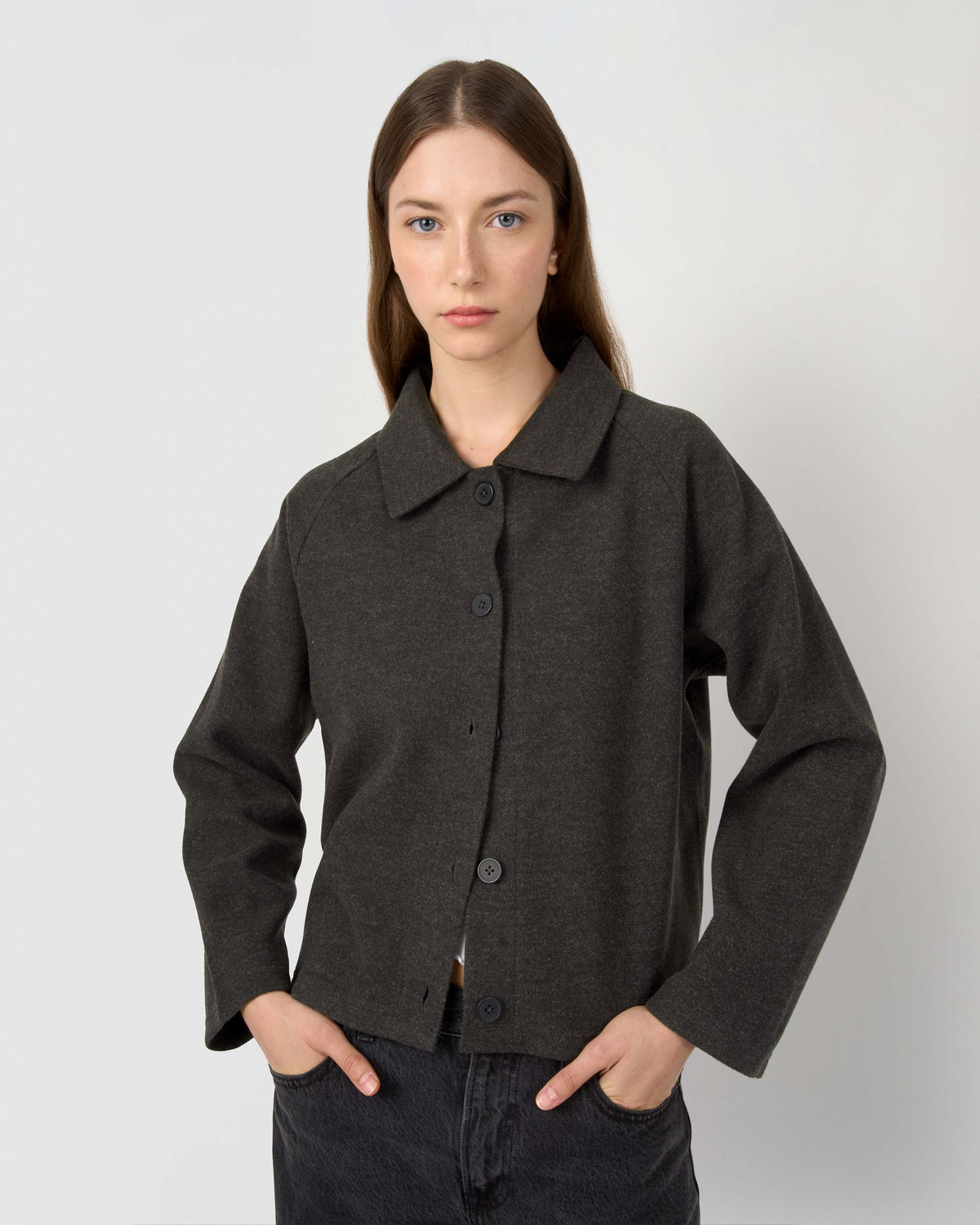 Chaqueta botón paño gris marengo