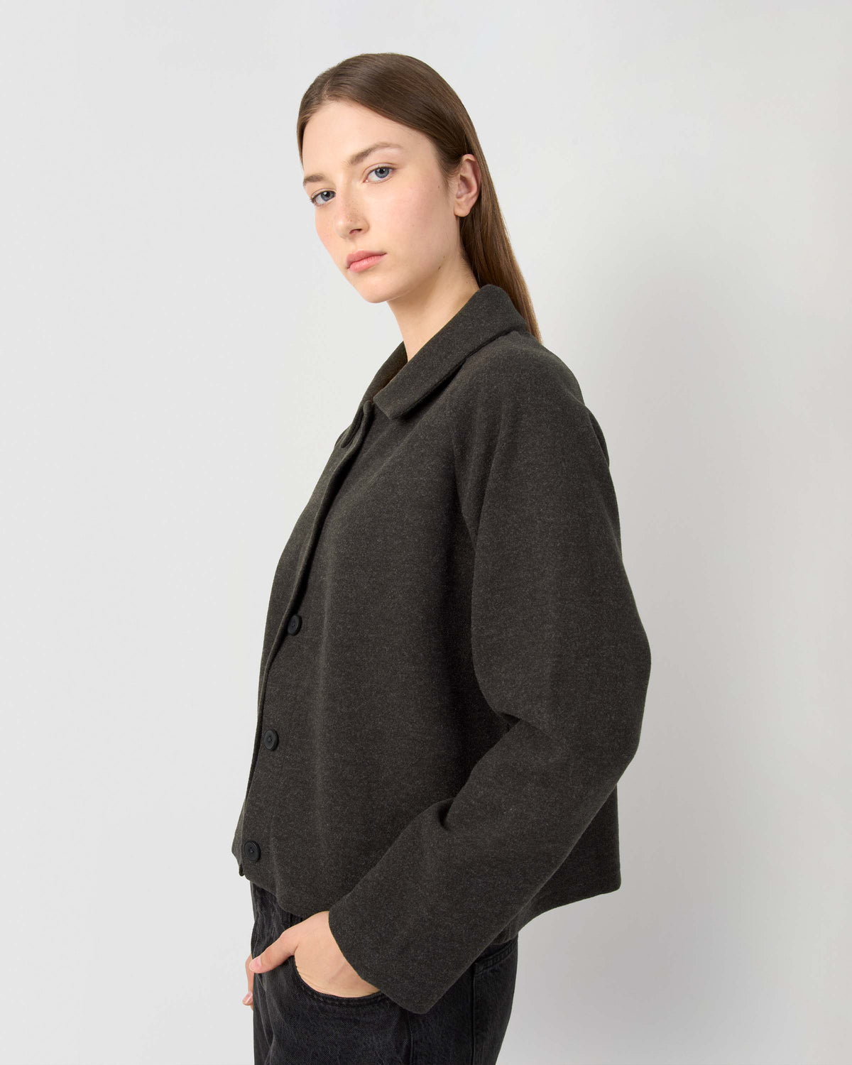 Chaqueta botón paño gris marengo