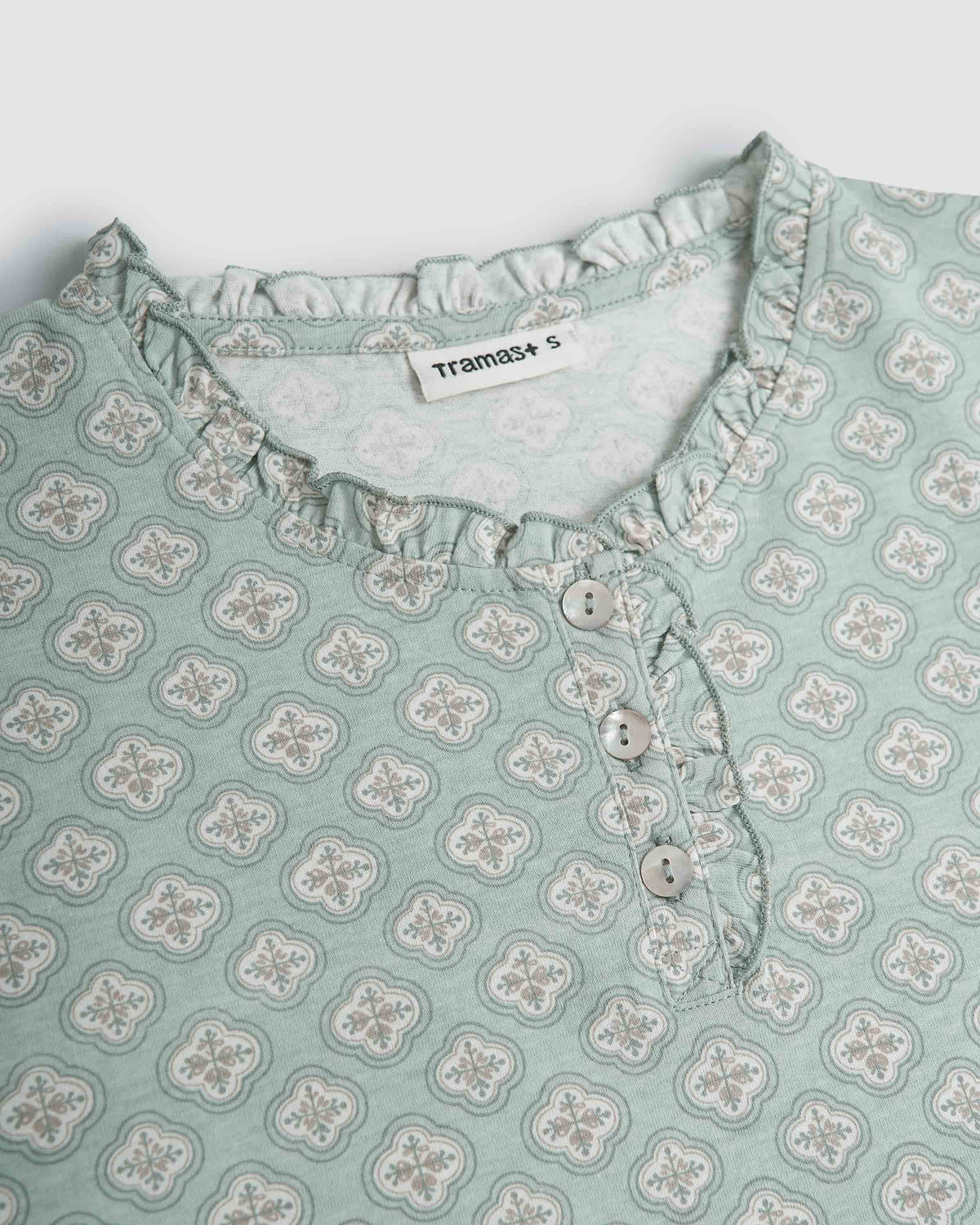 Pyjama long coton froncé tariq bleu aqua