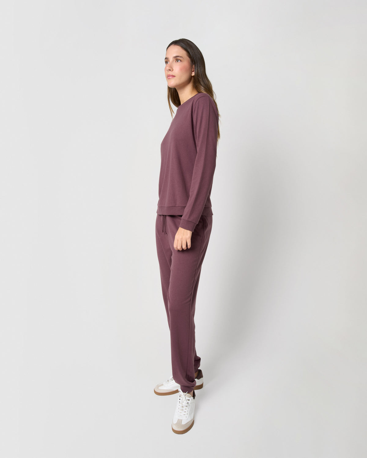Conjunto desportivo sweatshirt calça jogger beringela