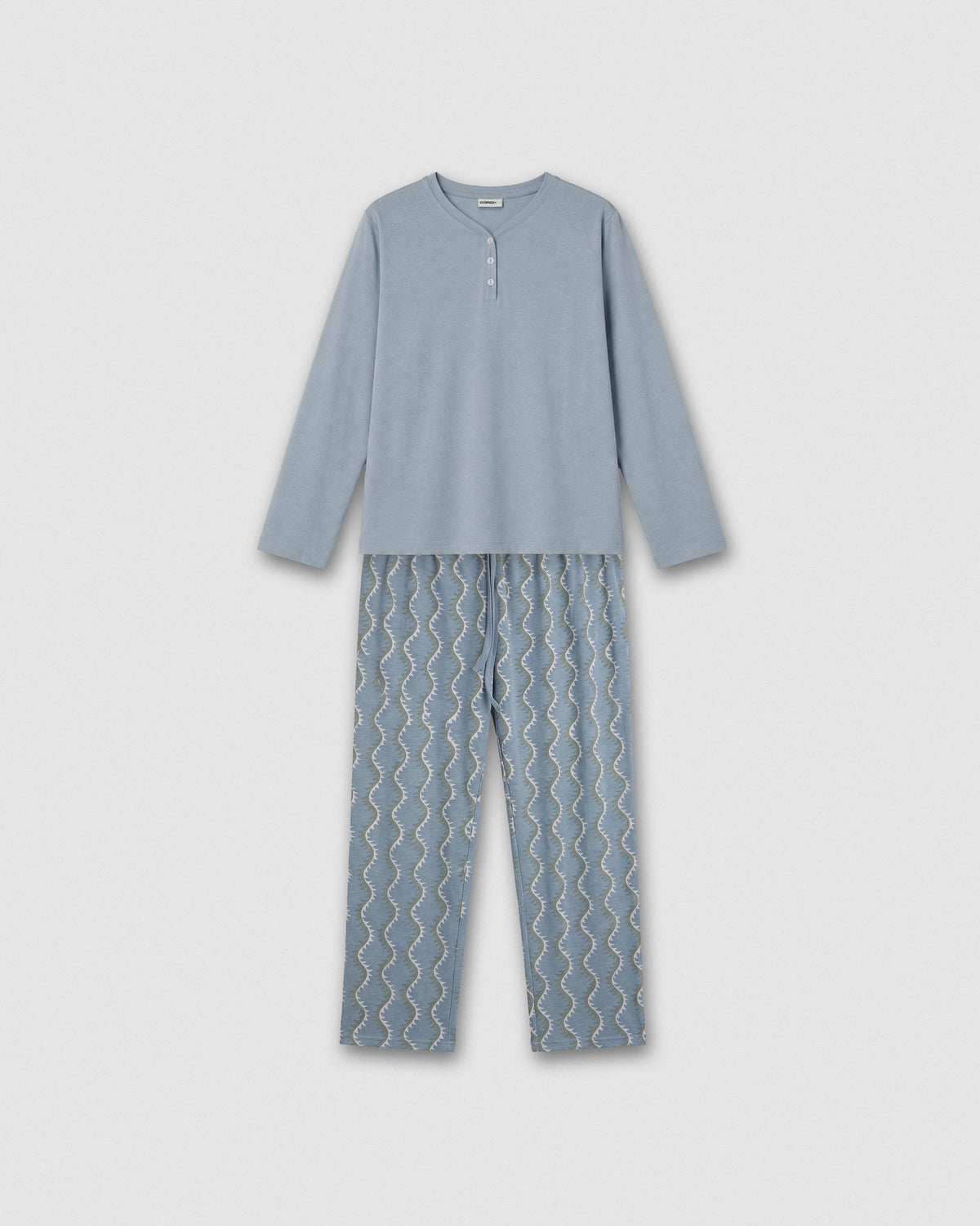 Pijama largo de algodón con escote pico abeni índigo