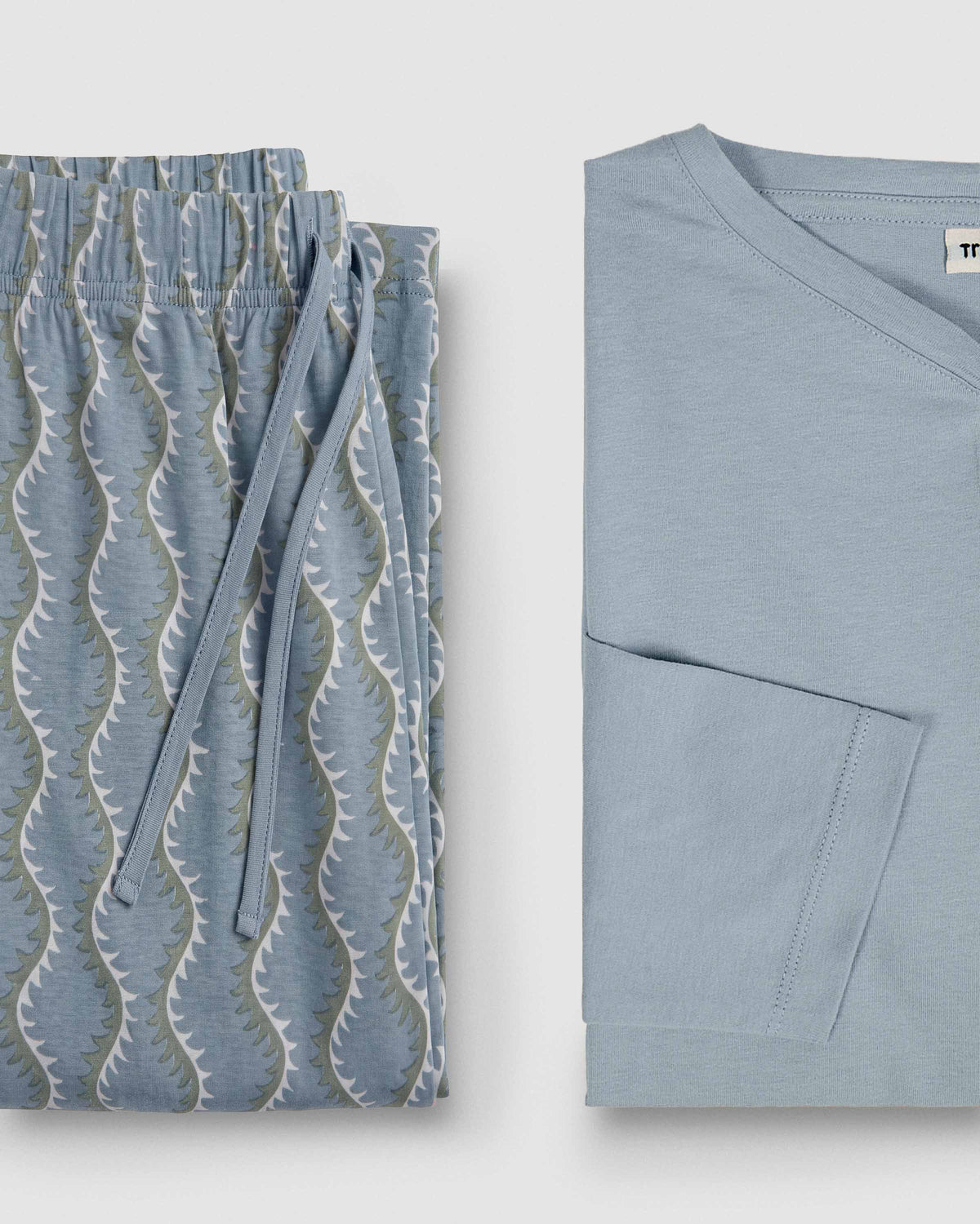 Pijama largo de algodón con escote pico abeni índigo