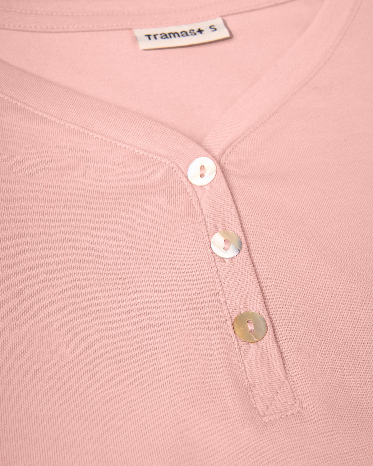 Pijama largo de algodón con escote pico calma rosa claro