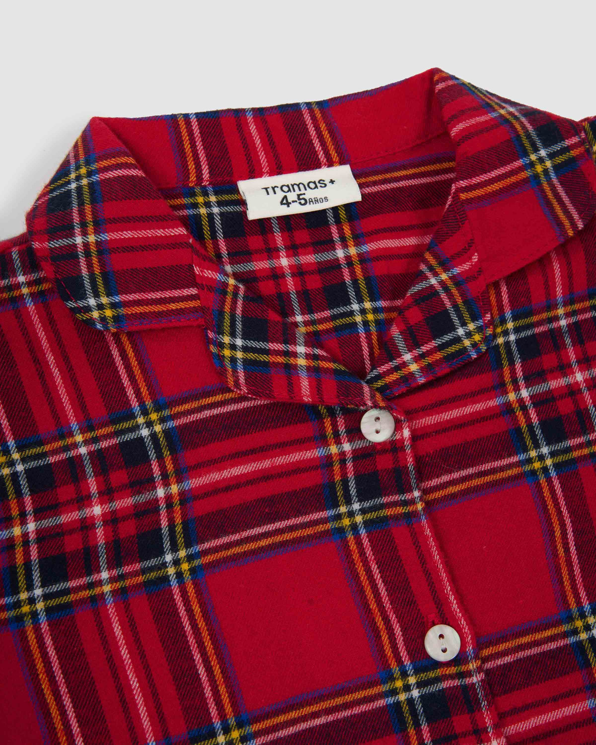 Pijama camisero franela kids cuadro nicolás rojo