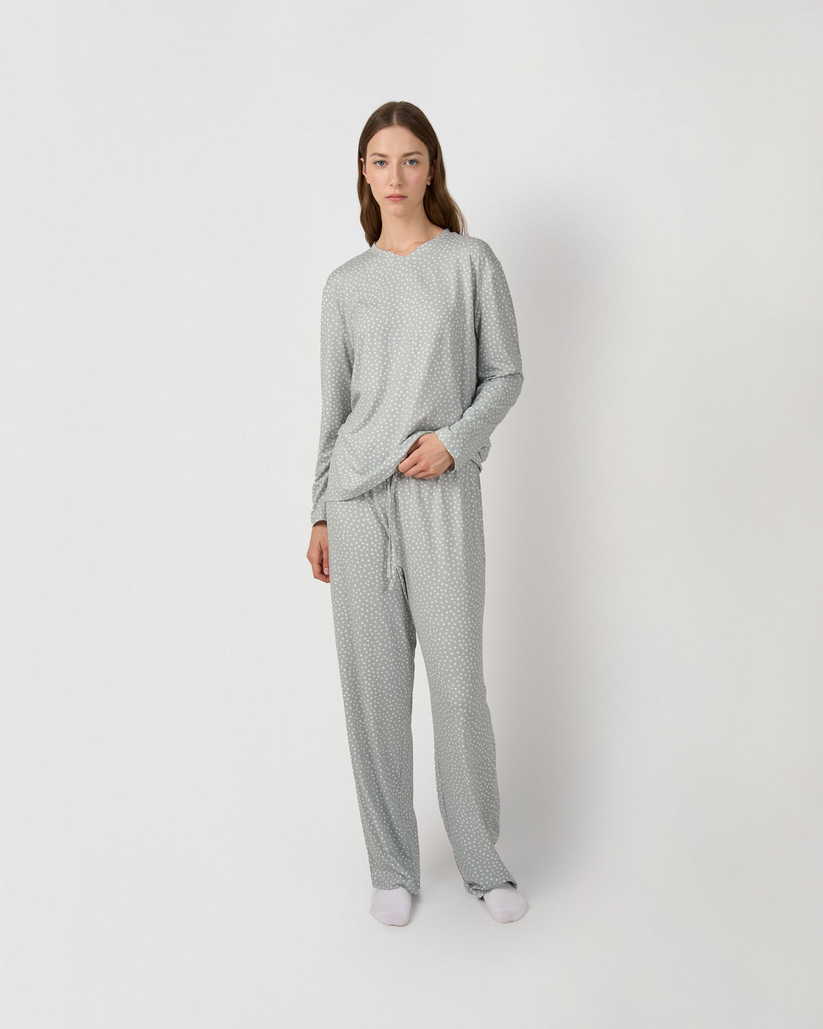 Pijama largo soft kente gris