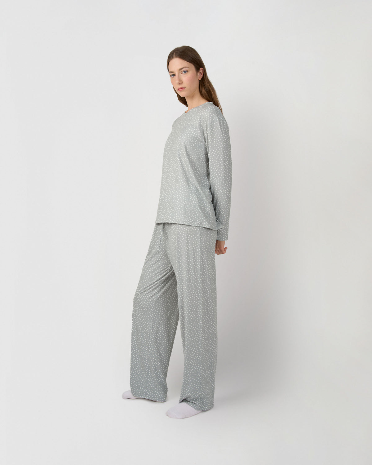 Pijama largo soft kente gris