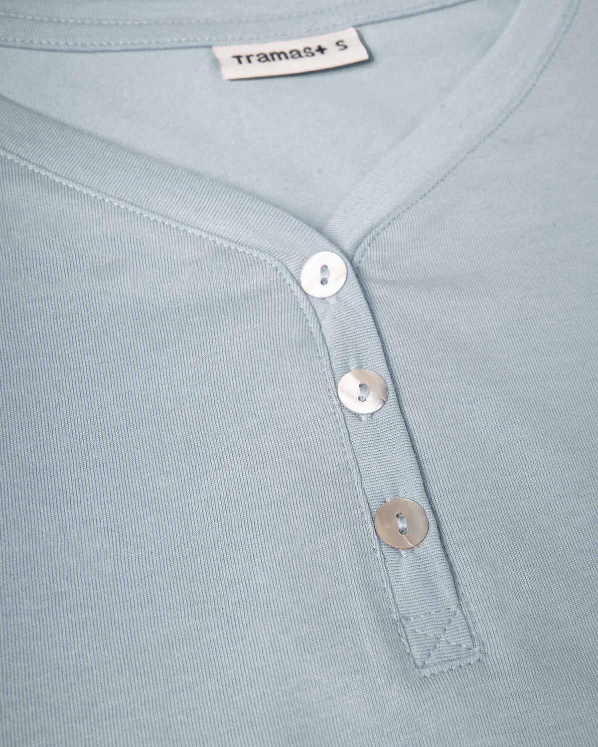 Pijama largo de algodón con escote pico domana azul agua