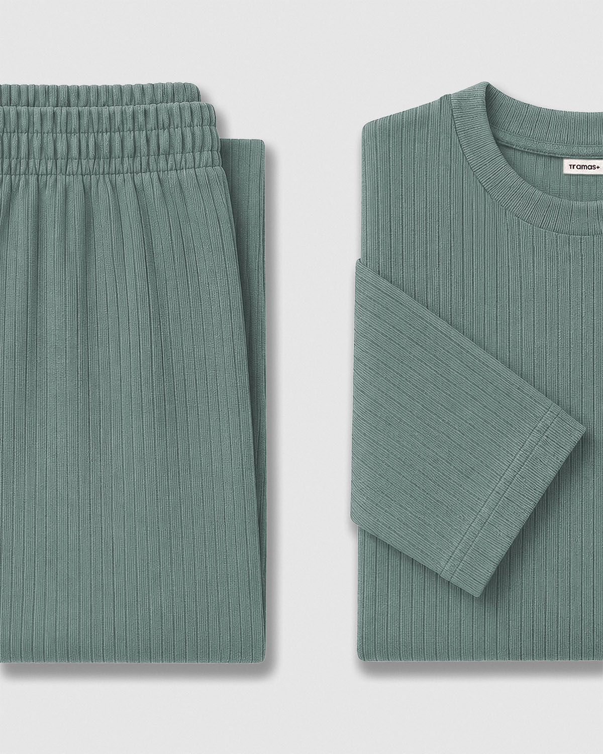 Pijama canalé raya ancha verde francés
