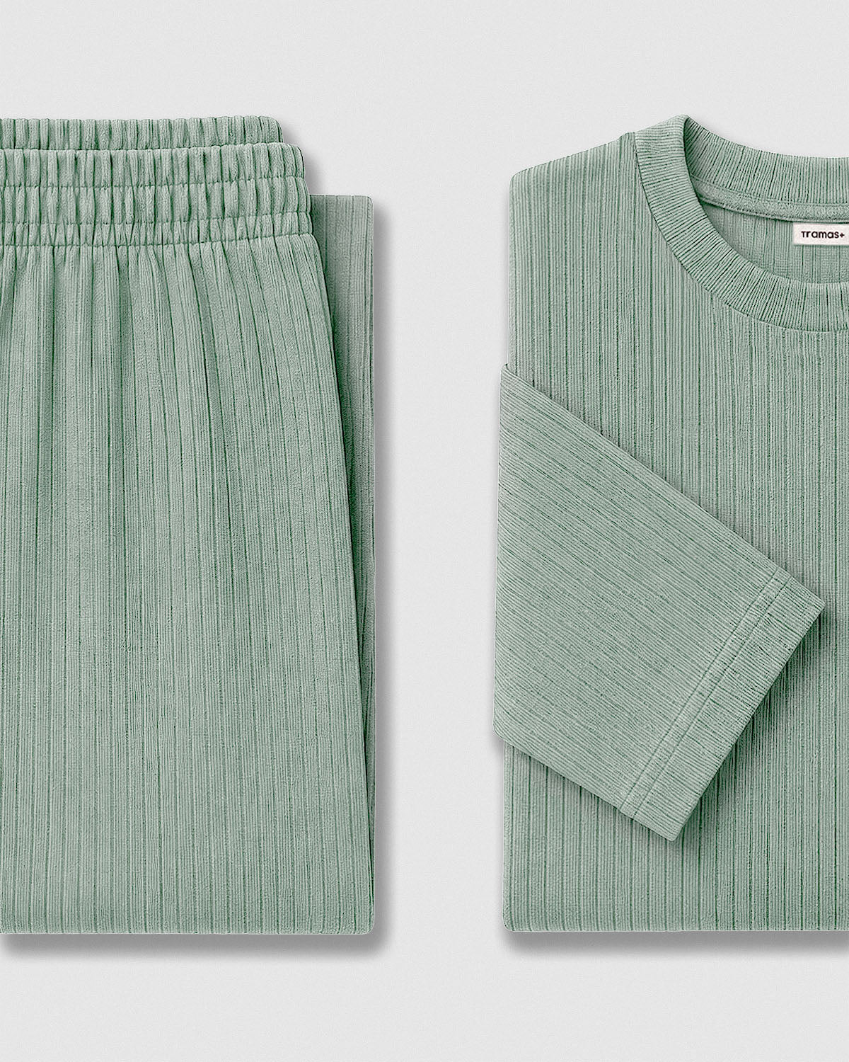 Pijama canalé raya ancha verde tiffany