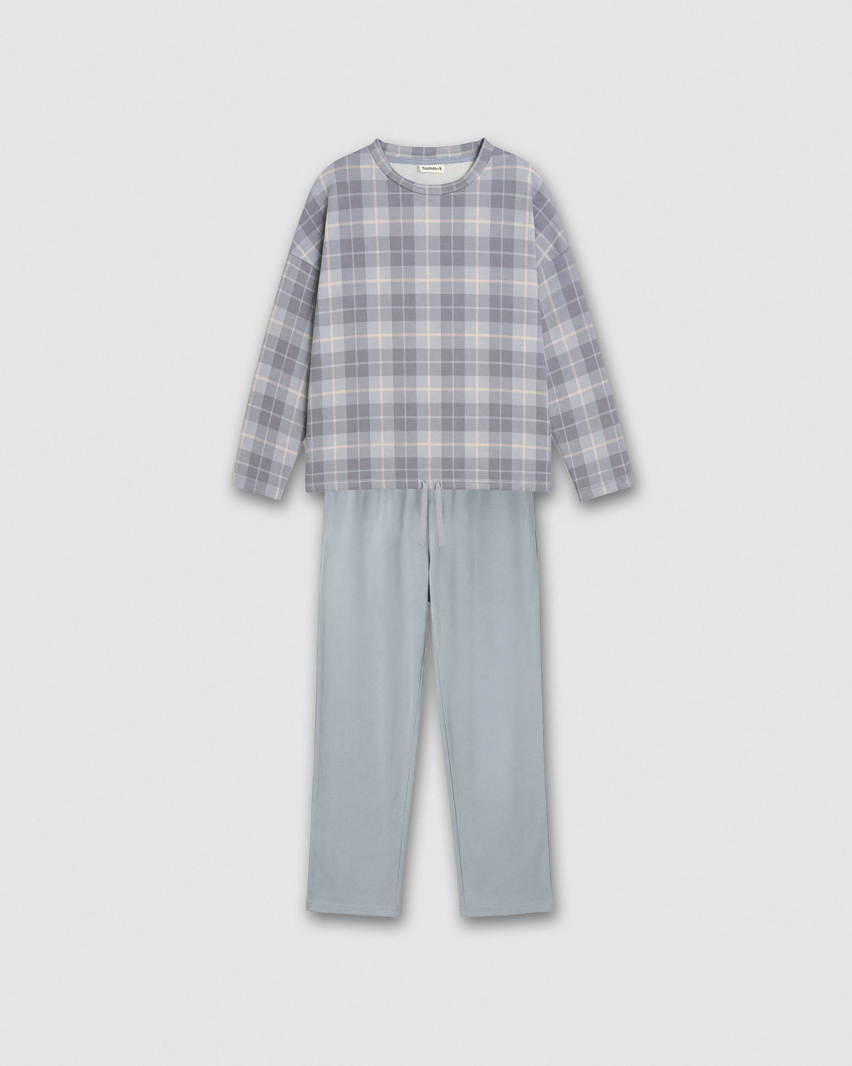 Pijama largo secret cuadro riva azul grisáceo