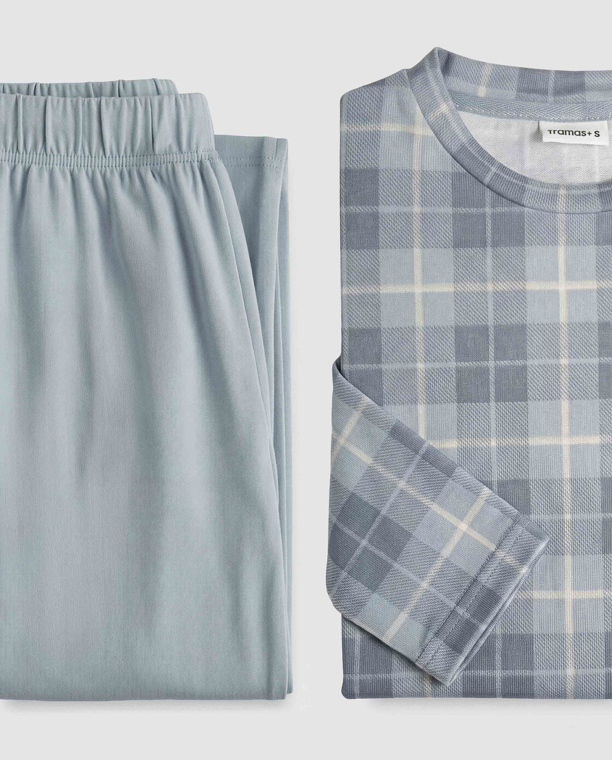 Pijama largo secret cuadro riva azul grisáceo