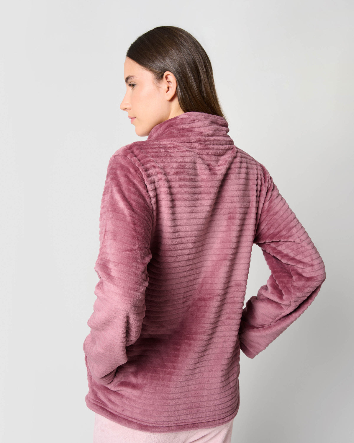 Velvet sweatshirt with plain stripe
