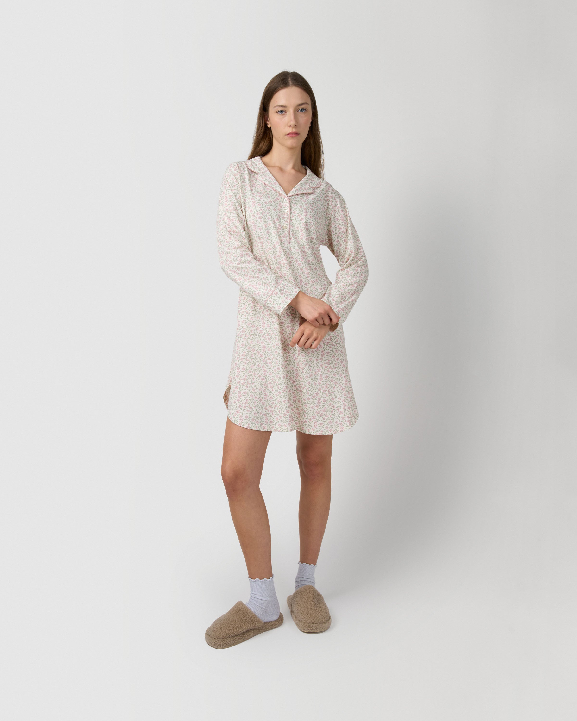 Camisón camisero algodón asili rosa