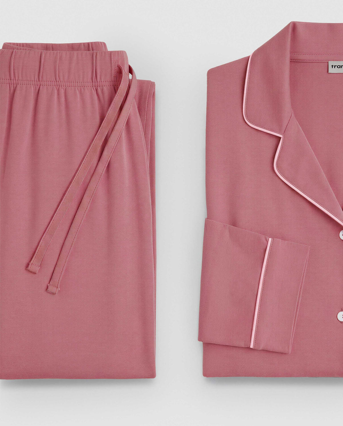Pijama largo camisero algodón liso malva