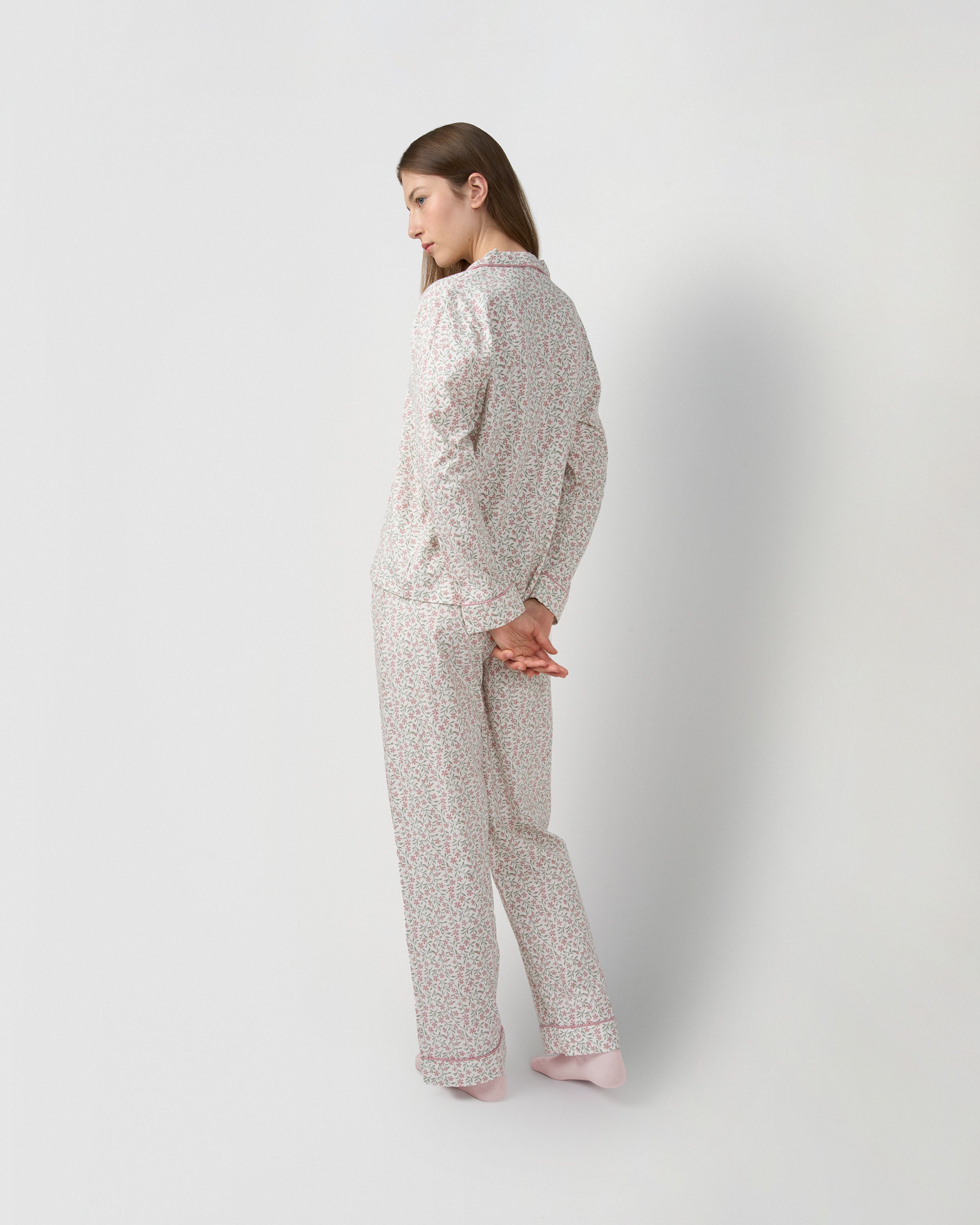 Pijama largo camisero algodón asili rosa