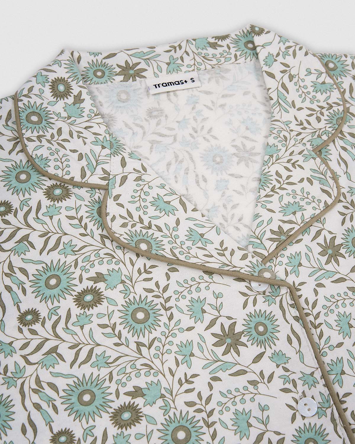 Pijama largo camisero algodón melodi verde