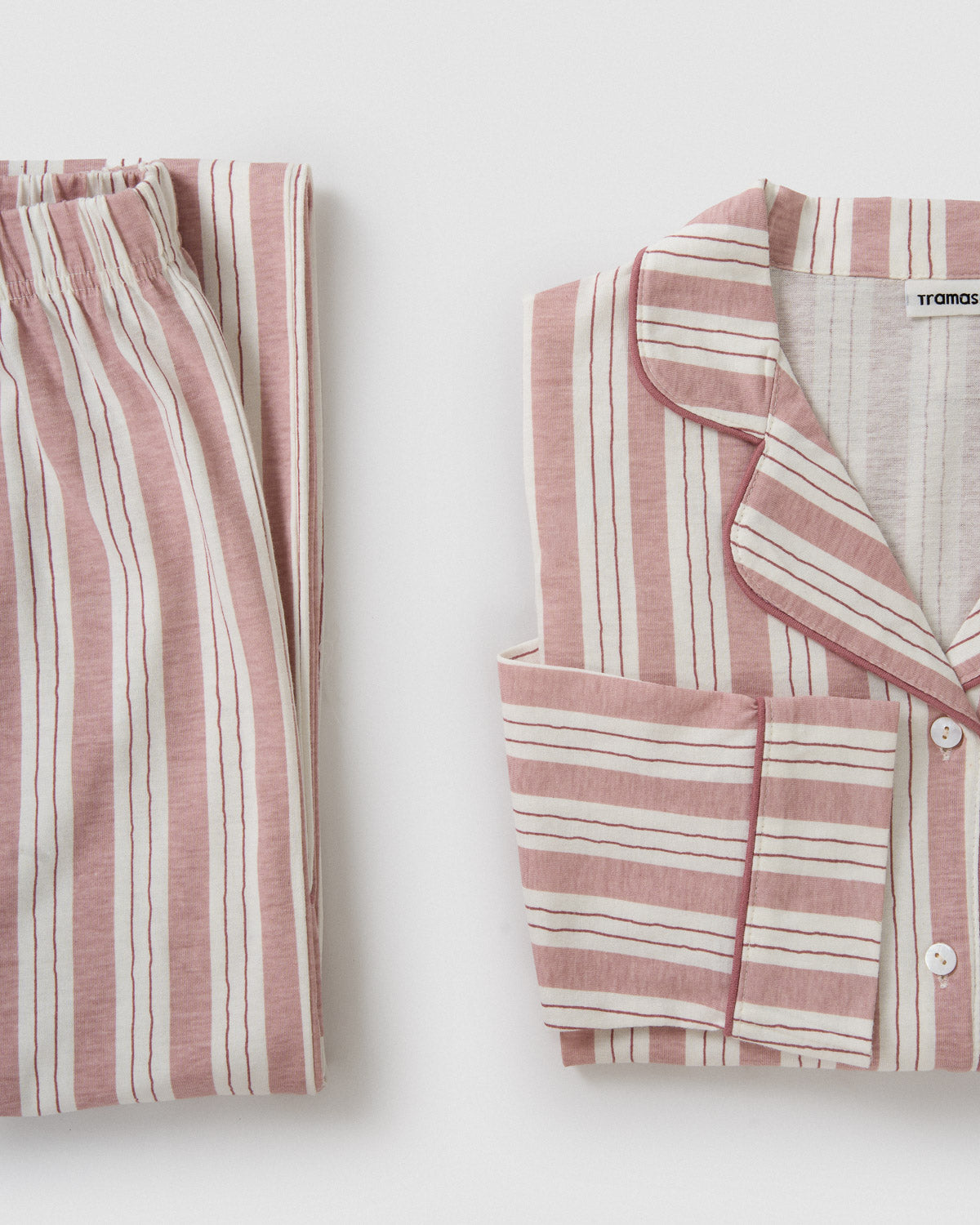 Pijama largo camisero algodón raya zuri rosa
