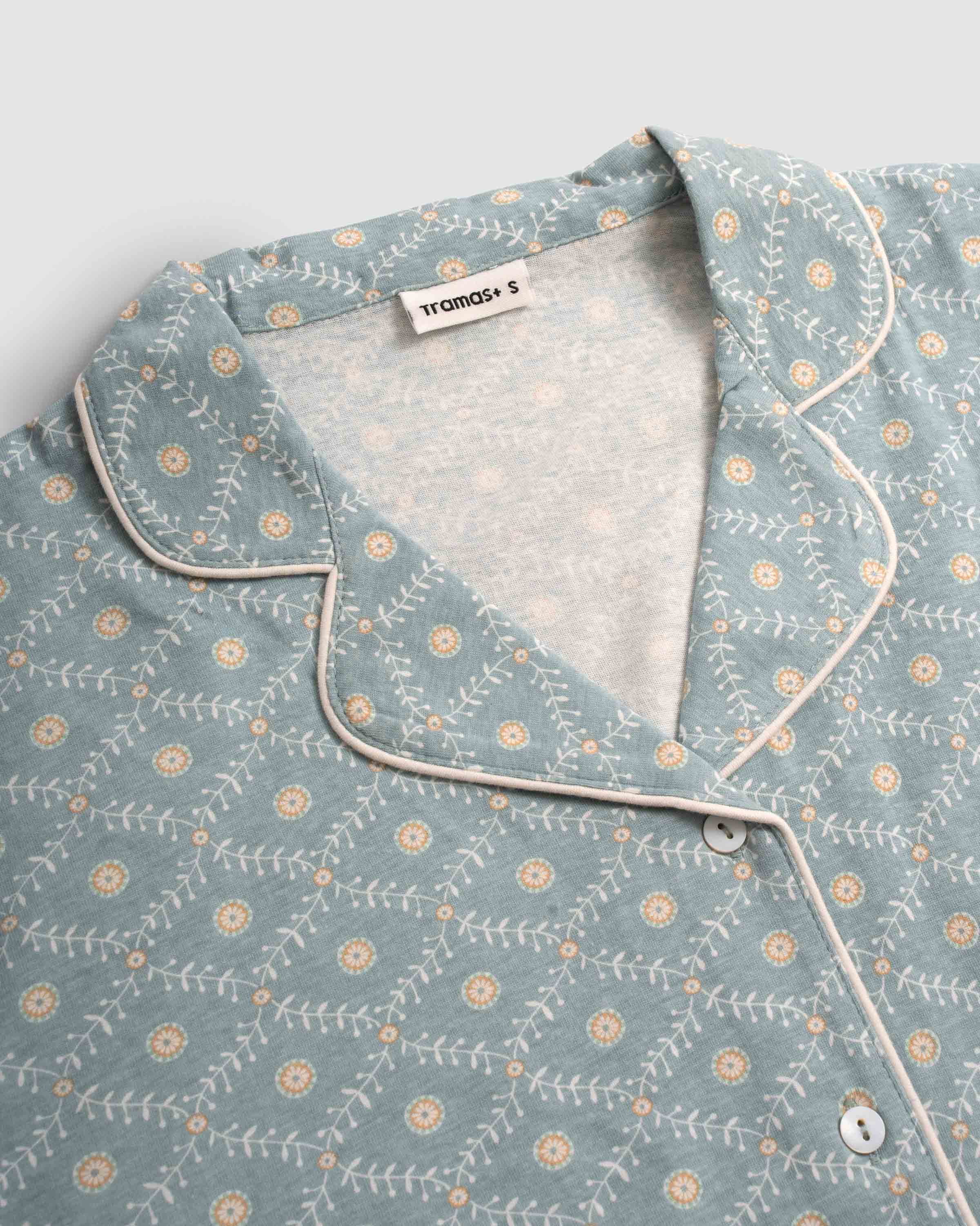 Pijama largo camisero algodón yana celeste