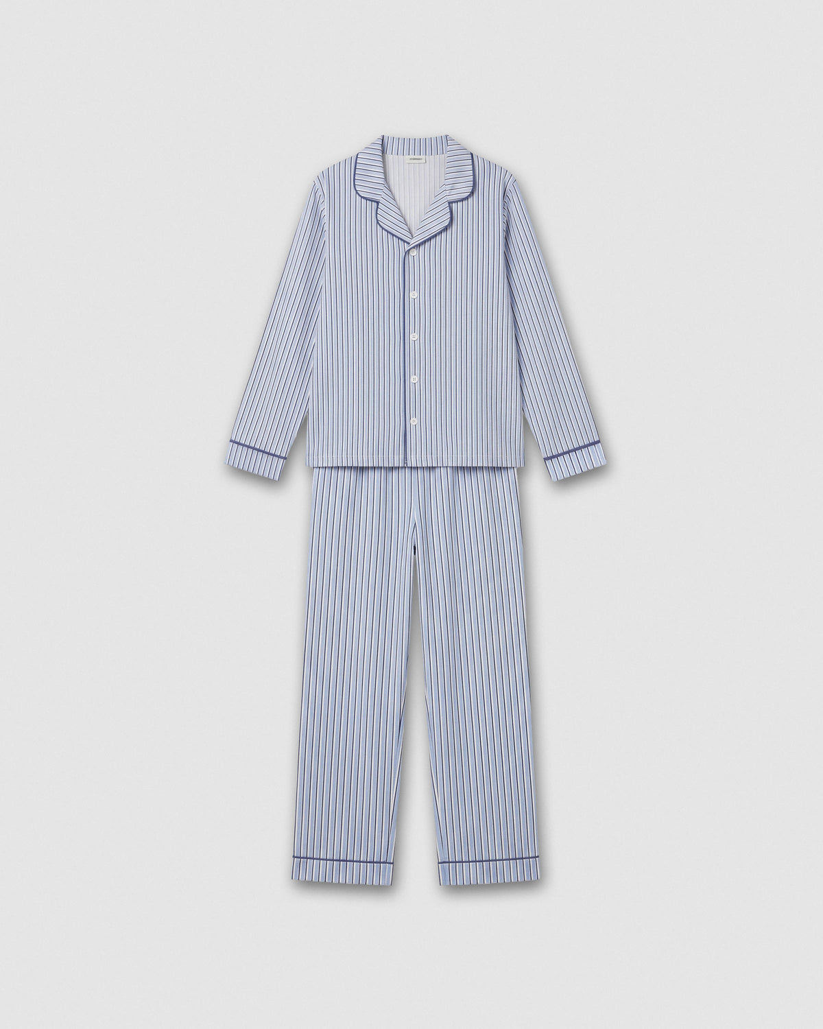 Pigiama lungo a camicia in cotone a righe Hermes blu navy