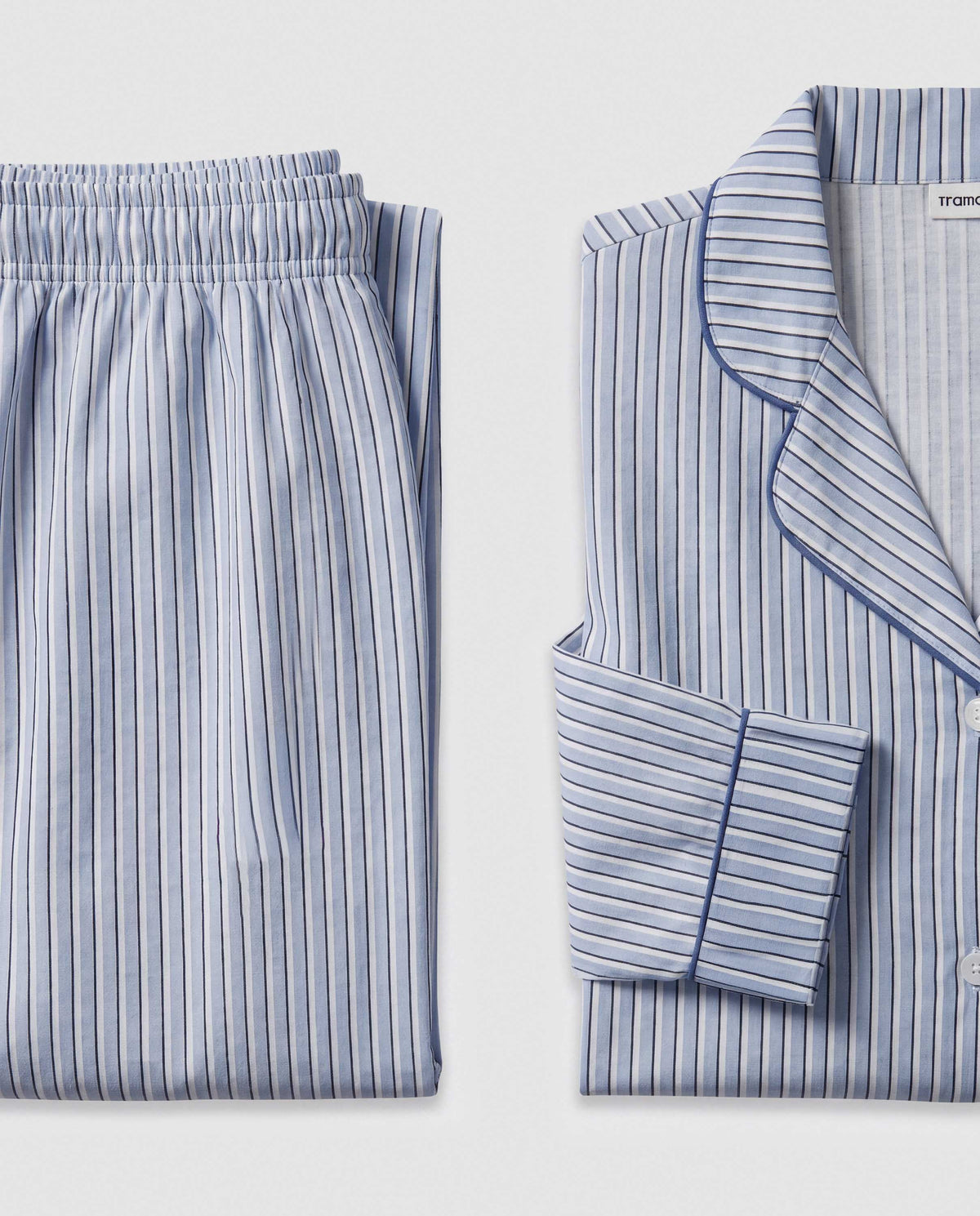 Pigiama lungo a camicia in cotone a righe Hermes blu navy