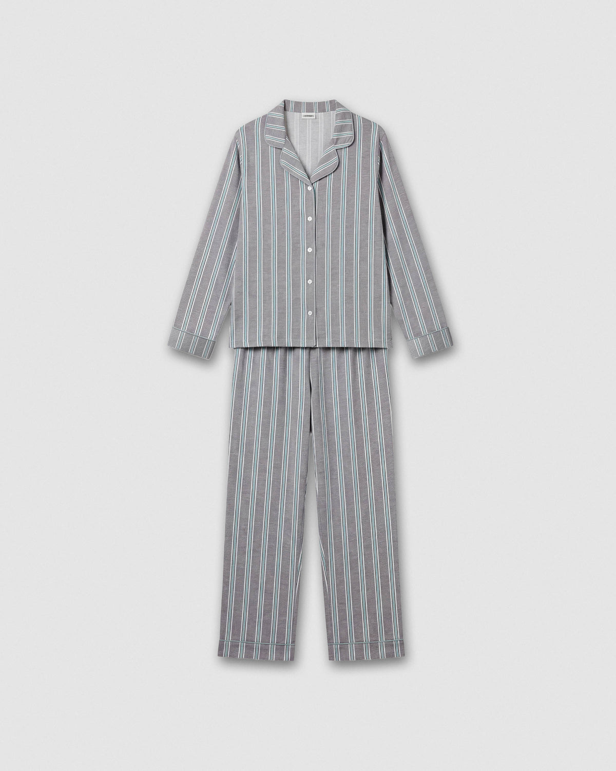 Pijama largo camisero algodón raya talea azul verde