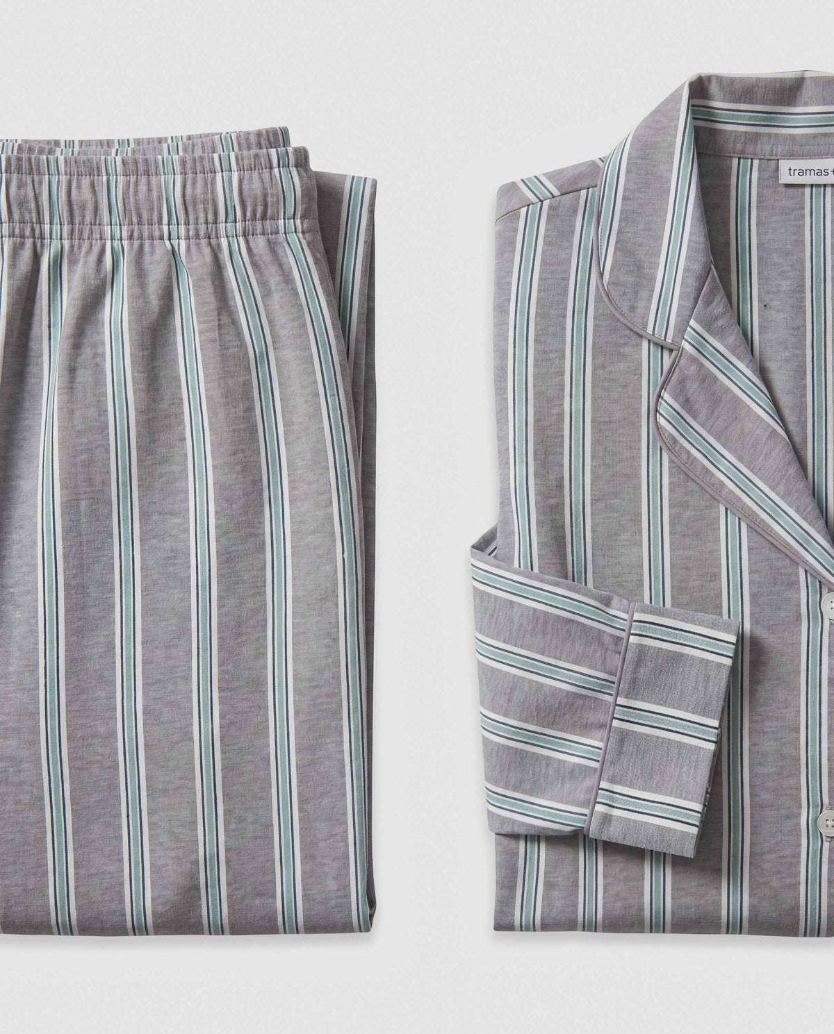 Pijama largo camisero algodón raya talea azul verde