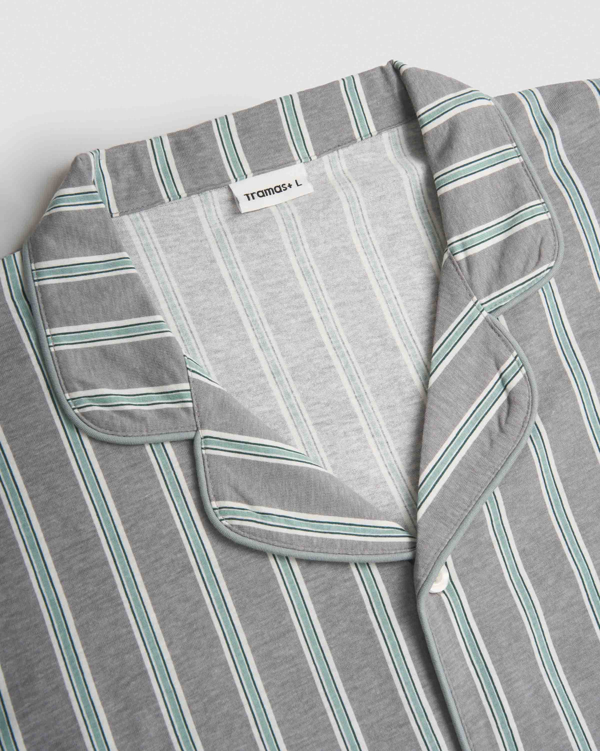 Pijama largo camisero algodón raya talea azul verde