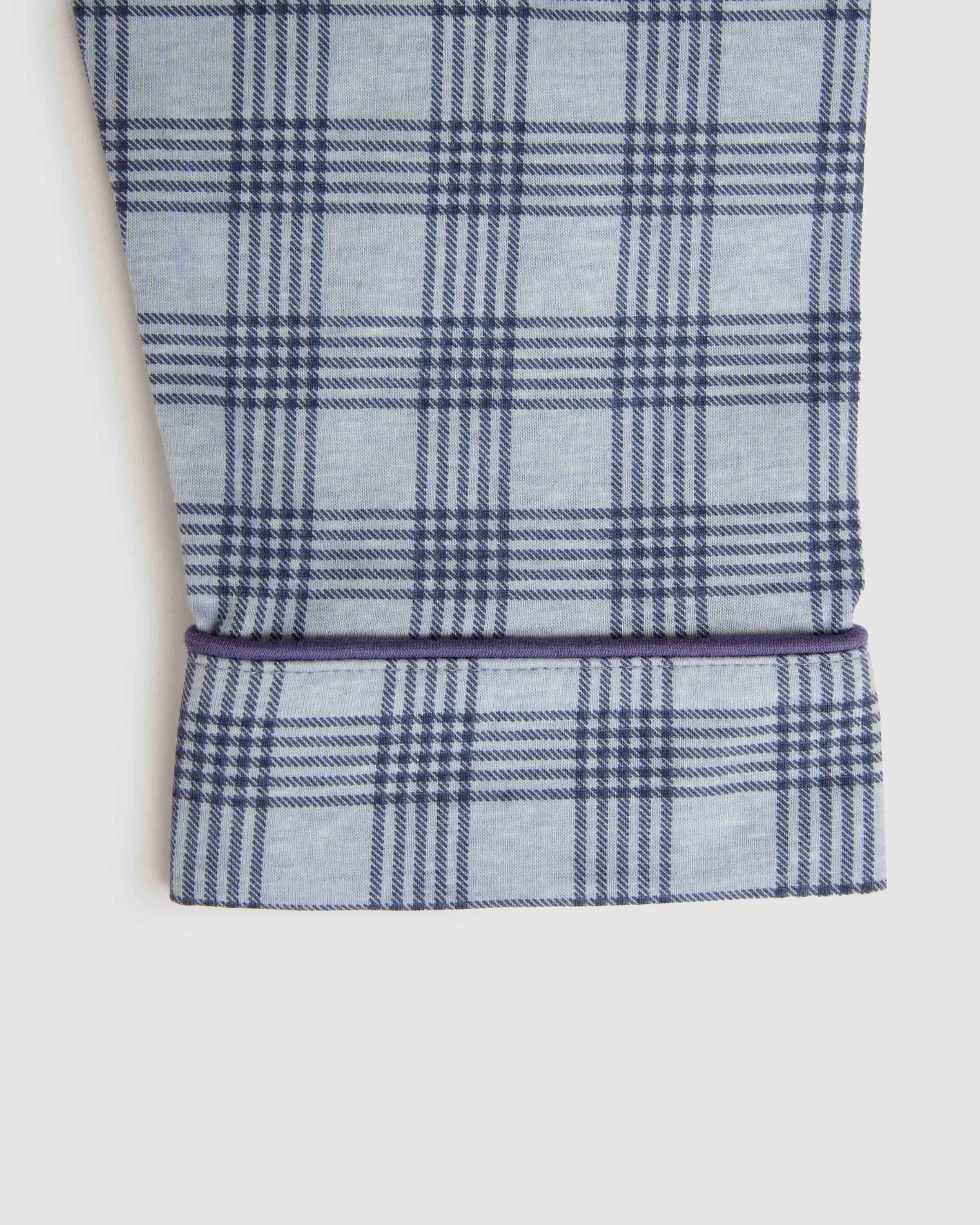 Pijama largo camisero algodón cuadro seren índigo