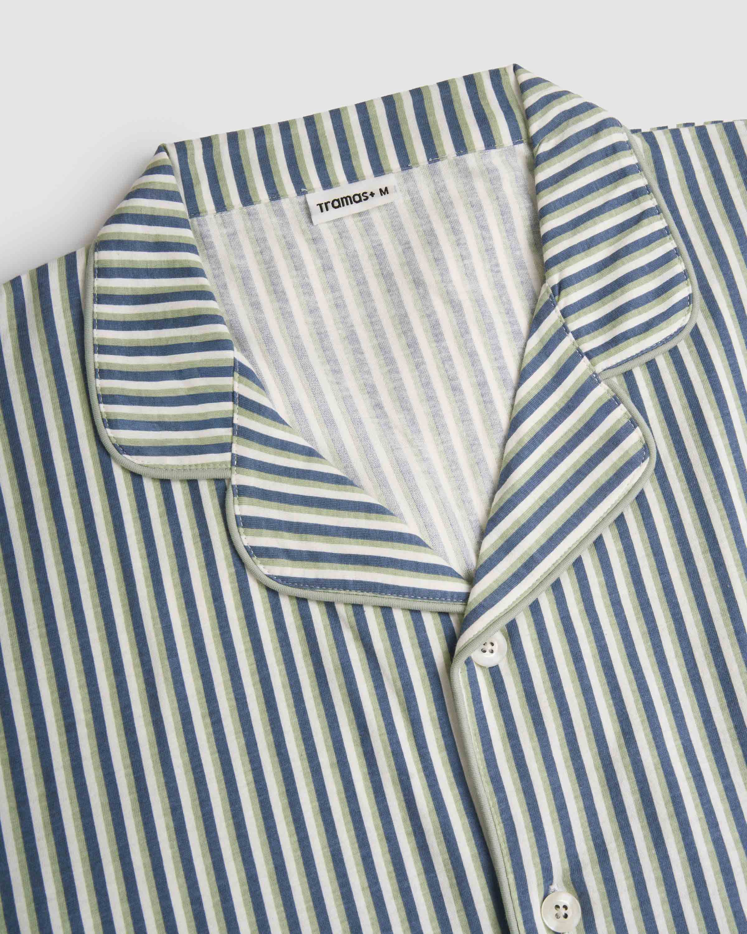 Pijama largo camisero algodón raya mare verde azul