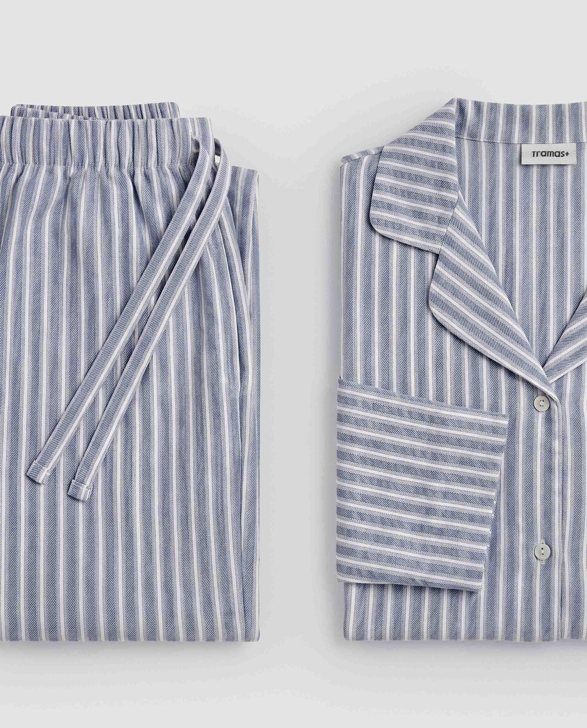 Pijama camisero franela raya linares azul