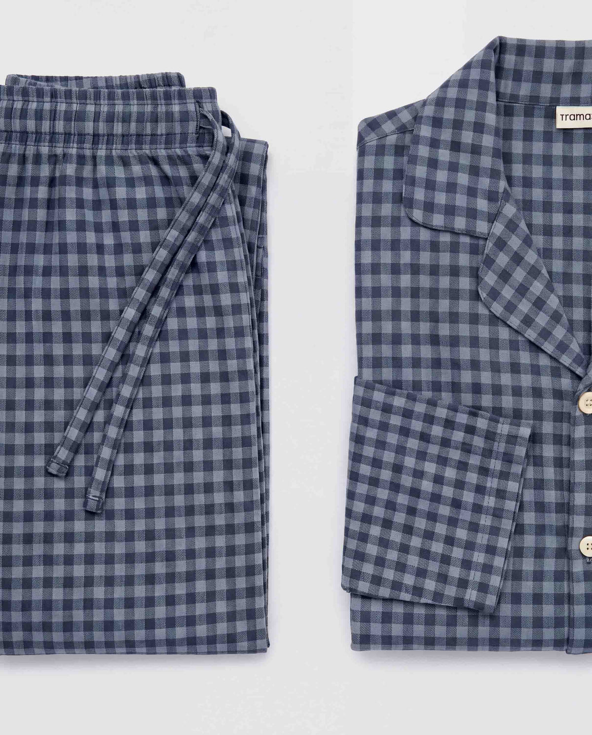Pijama camisero franela cuadro soreya azul grisáceo