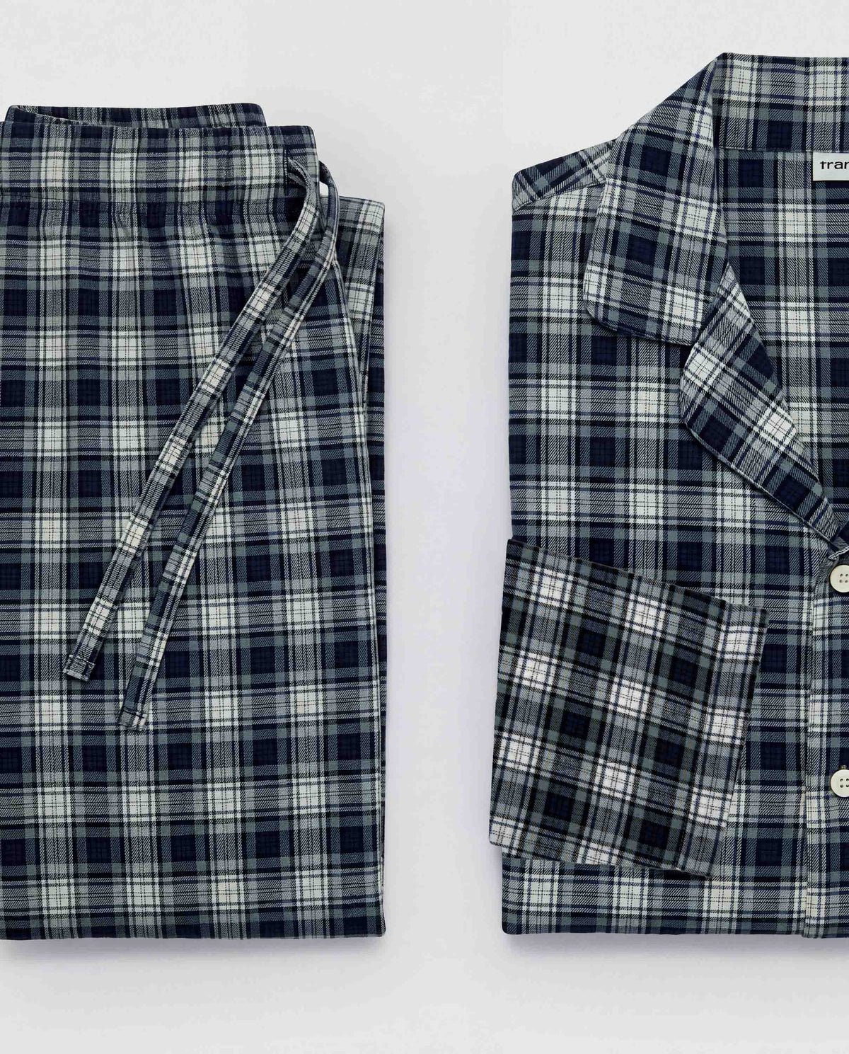 Pijama camisero franela algodón cuadro olen azul marino