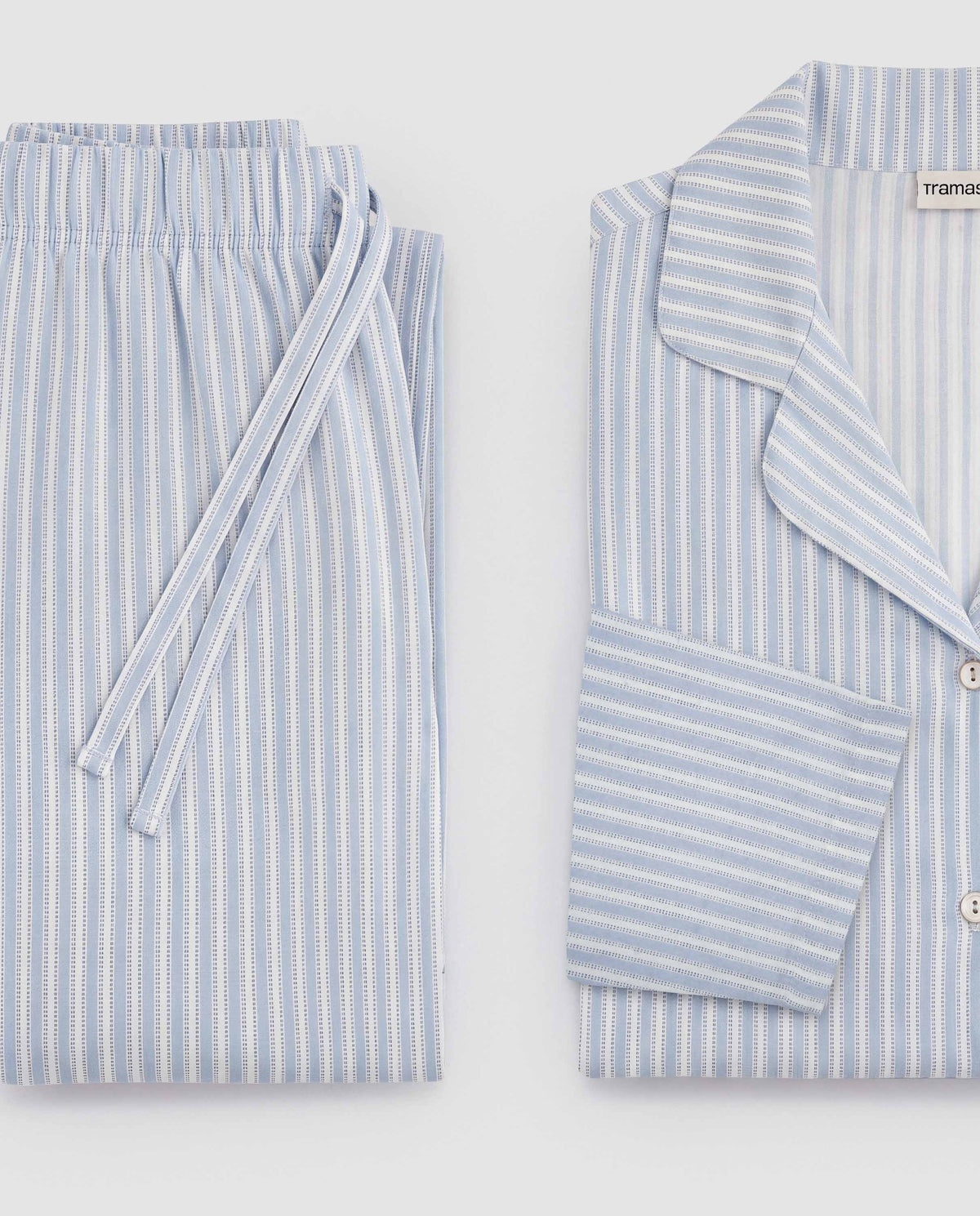Pijama camisero franela algodón raya ferdinand celeste