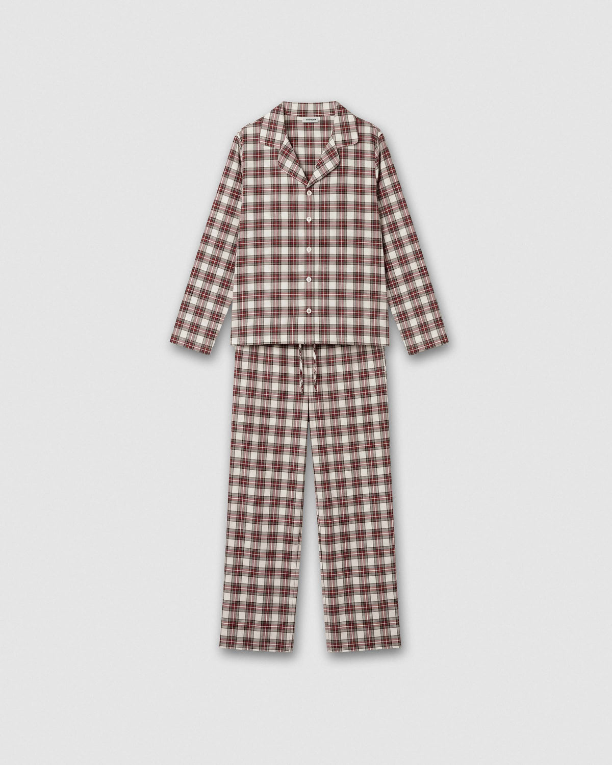 Pijama mujer camisero franela cuadro vara burdeos