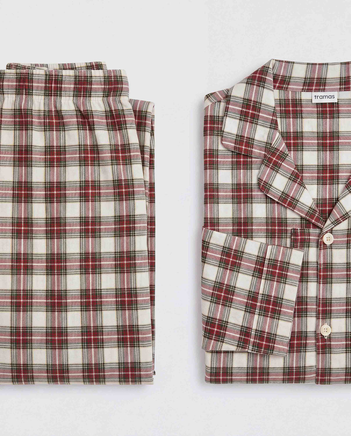 Pijama mujer camisero franela cuadro vara burdeos