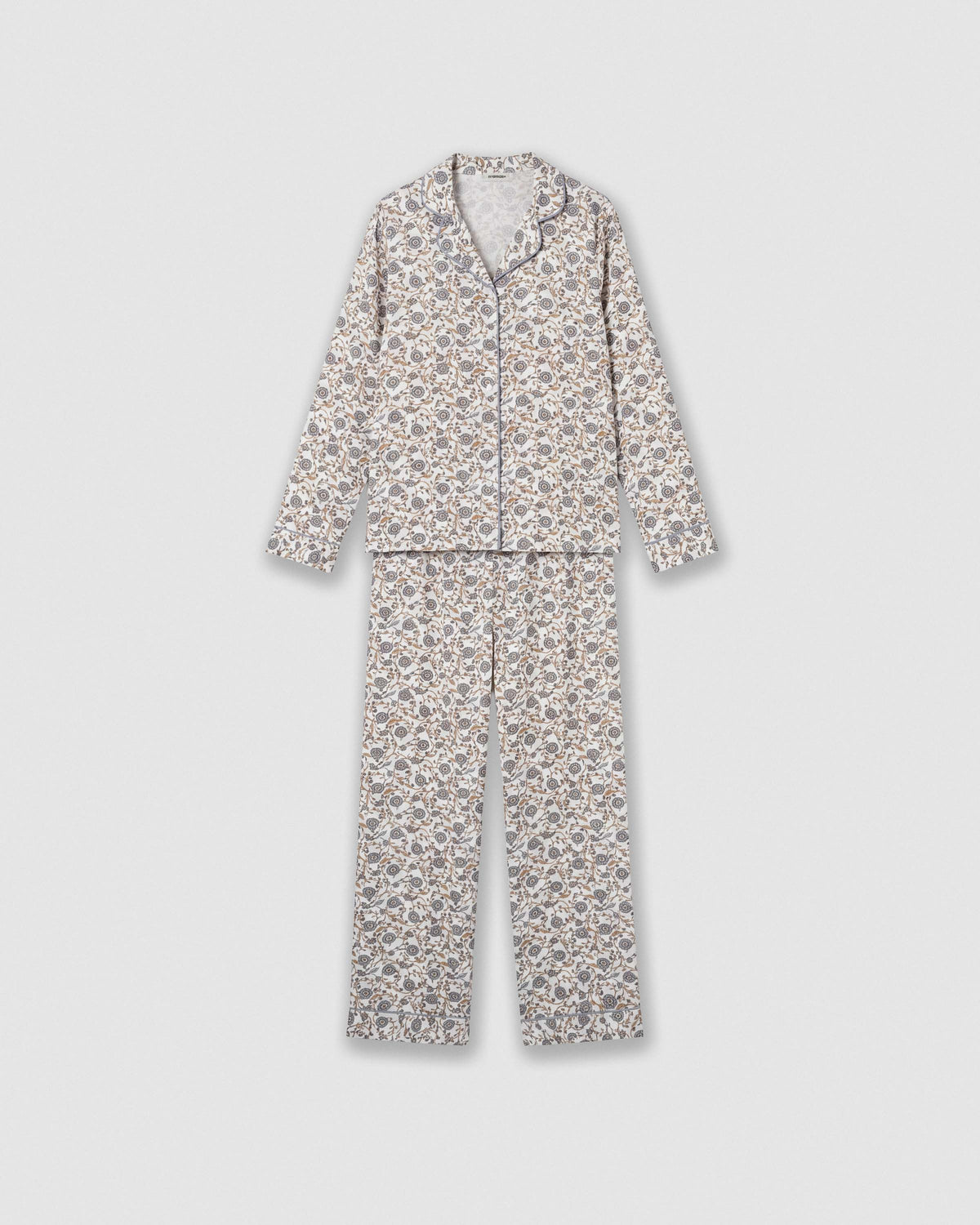 Pijama largo camisero viscosa classic azul grisáceo