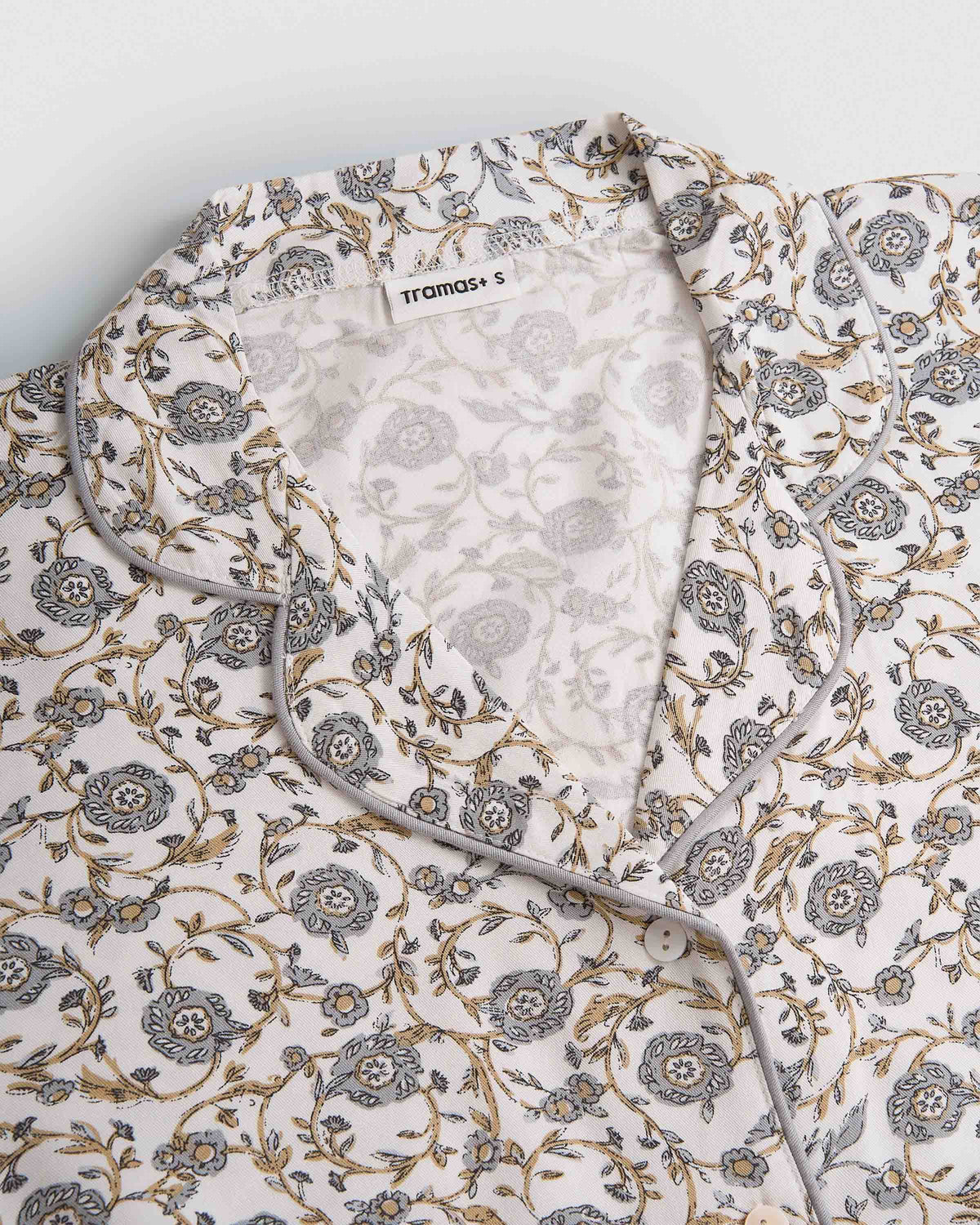 Pijama largo camisero viscosa classic azul grisáceo