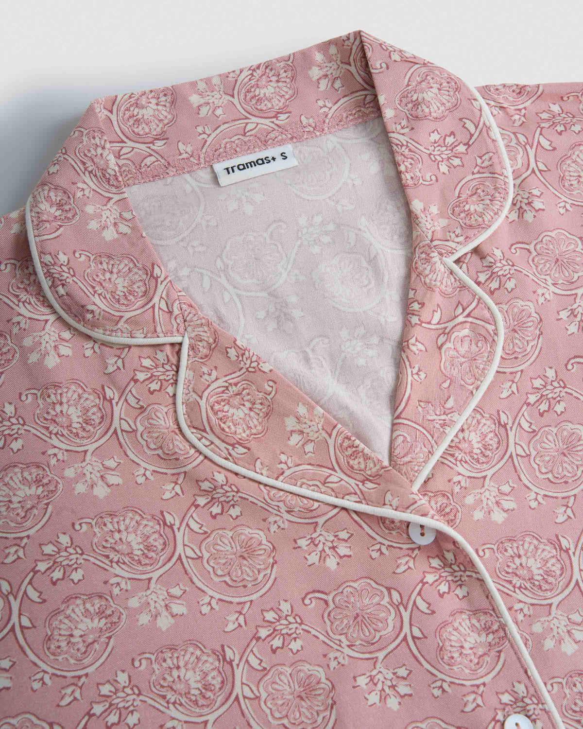 Pigiama lungo a camicia in viscosa eclat rosa