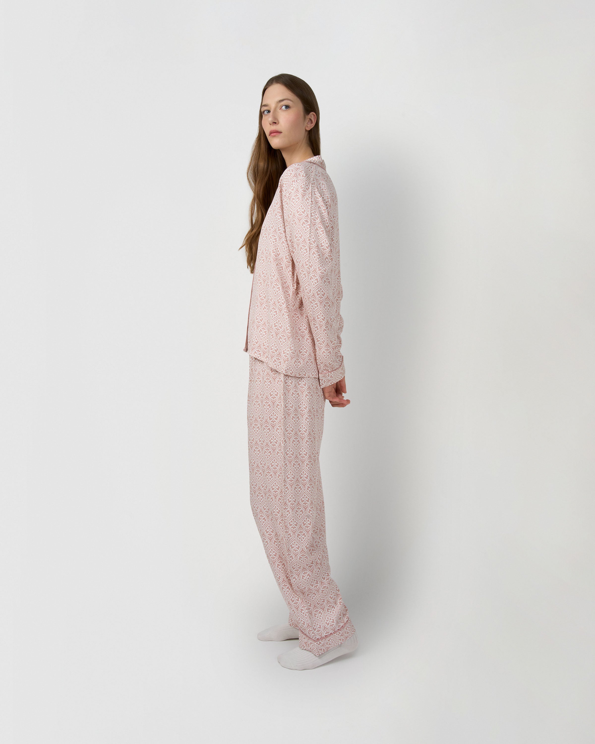Pijama largo camisero viscosa michelle rosa