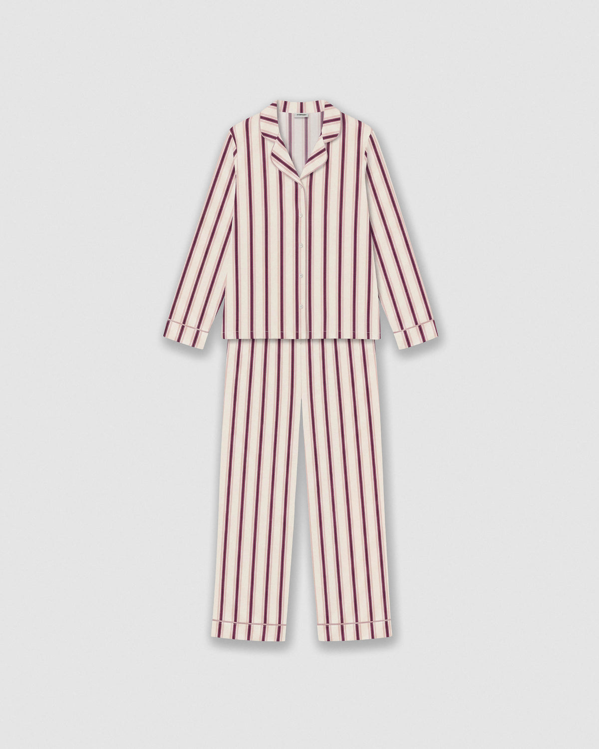 Pigiama lungo a camicia in viscosa a righe talu rosa