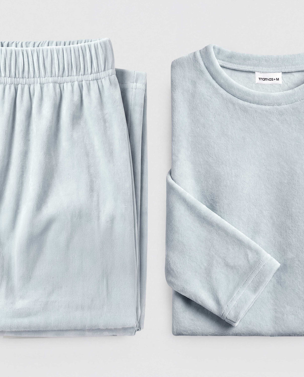Pyjama en velours uni ultra doux, bleu clair