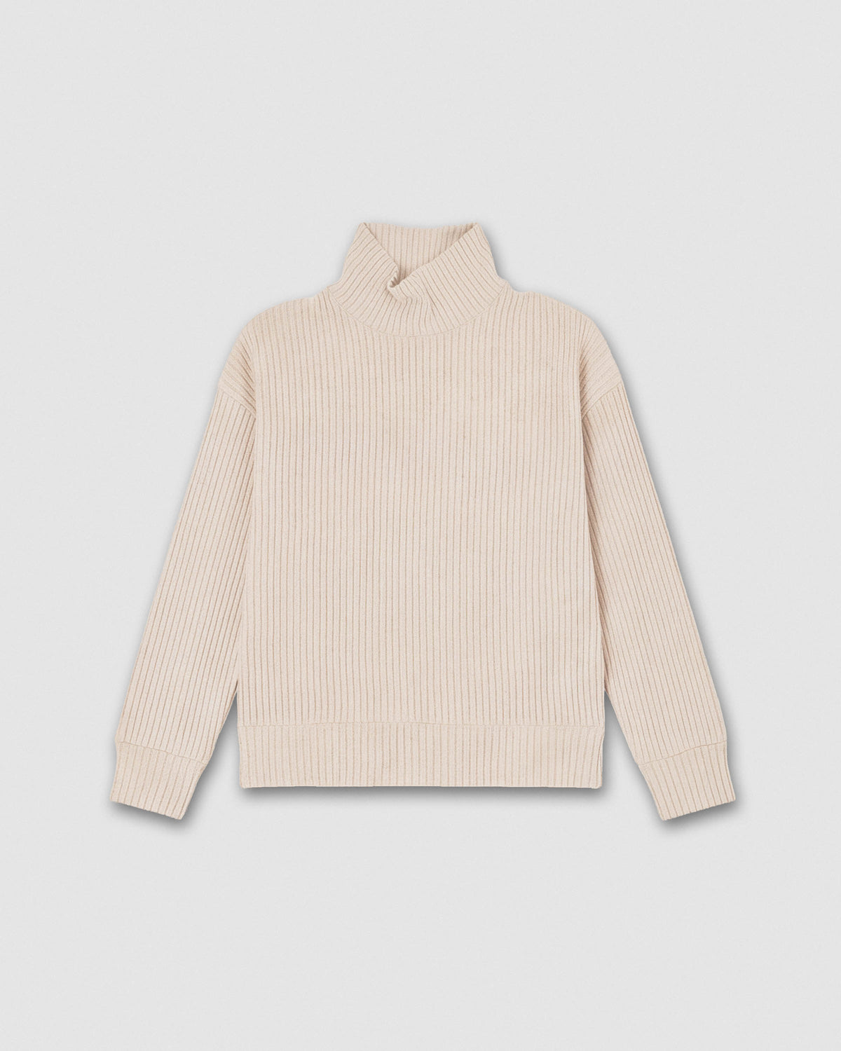 Jersey cuello subido rib canalé mujer beige