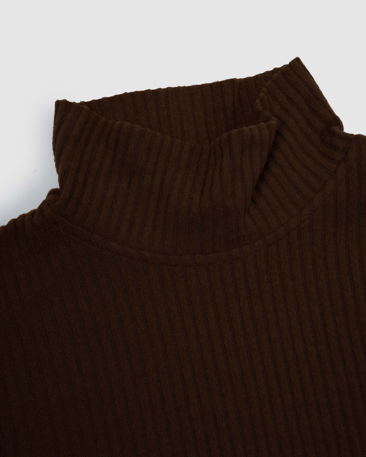 Jersey cuello subido rib canalé mujer chocolate