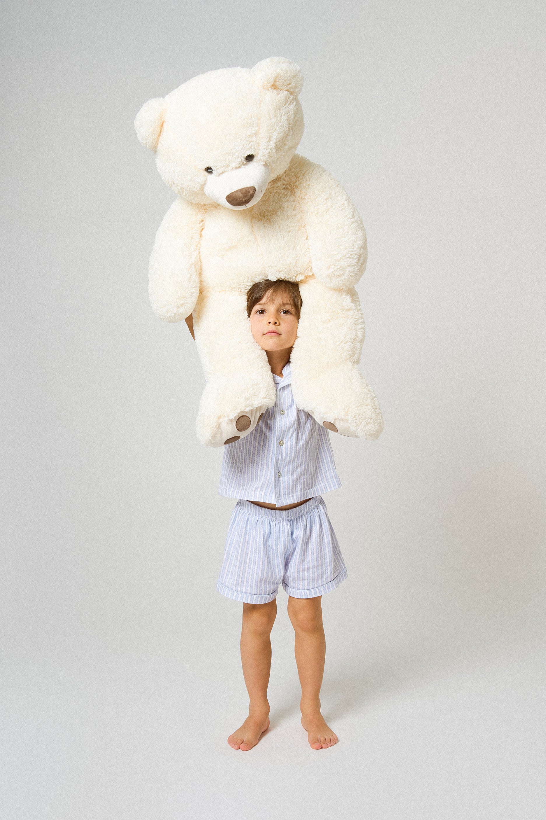 Pijama corto camisero kids algodón raya ferdinand celeste