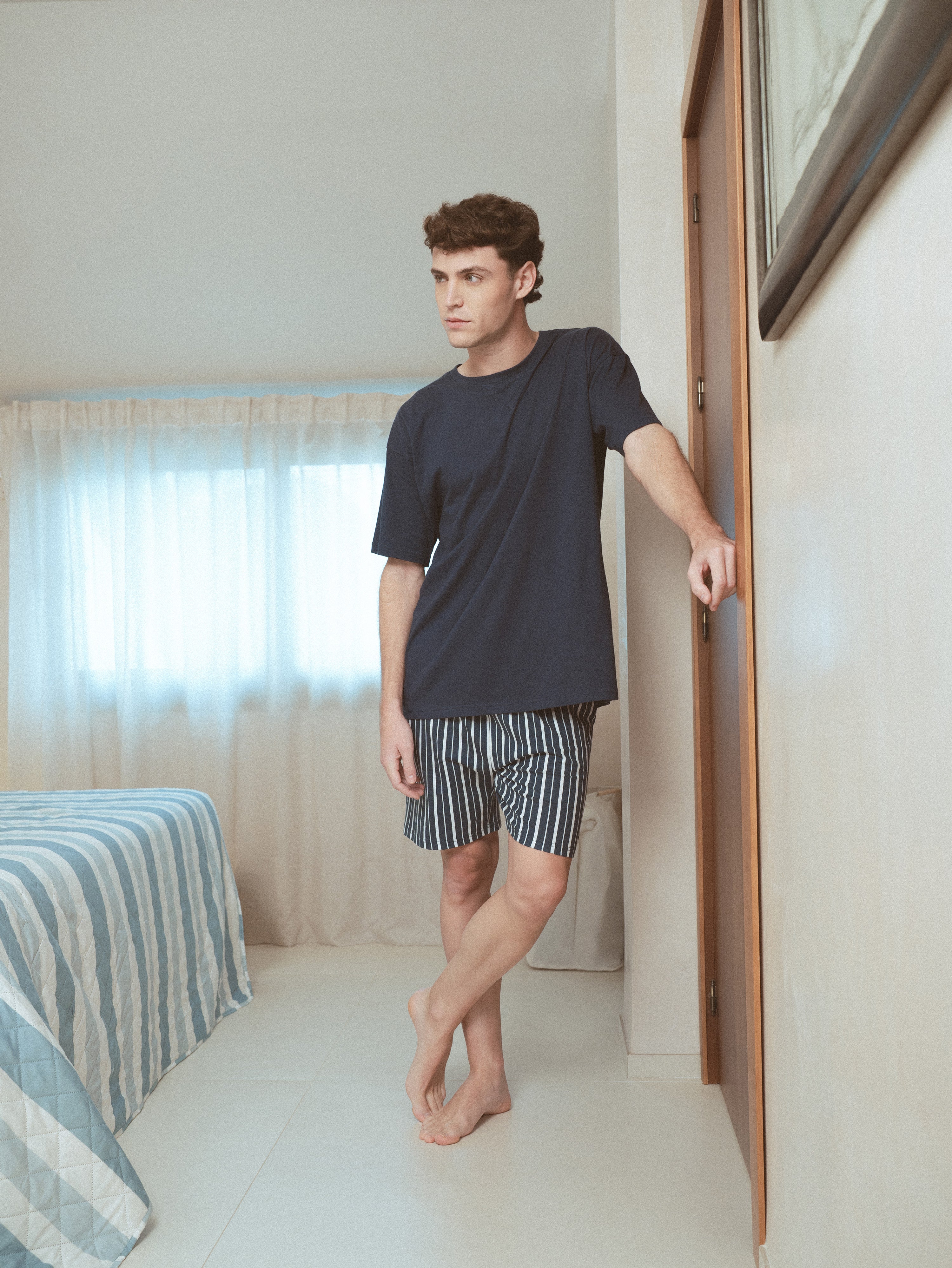 Pijama corto algodón manika azul marino