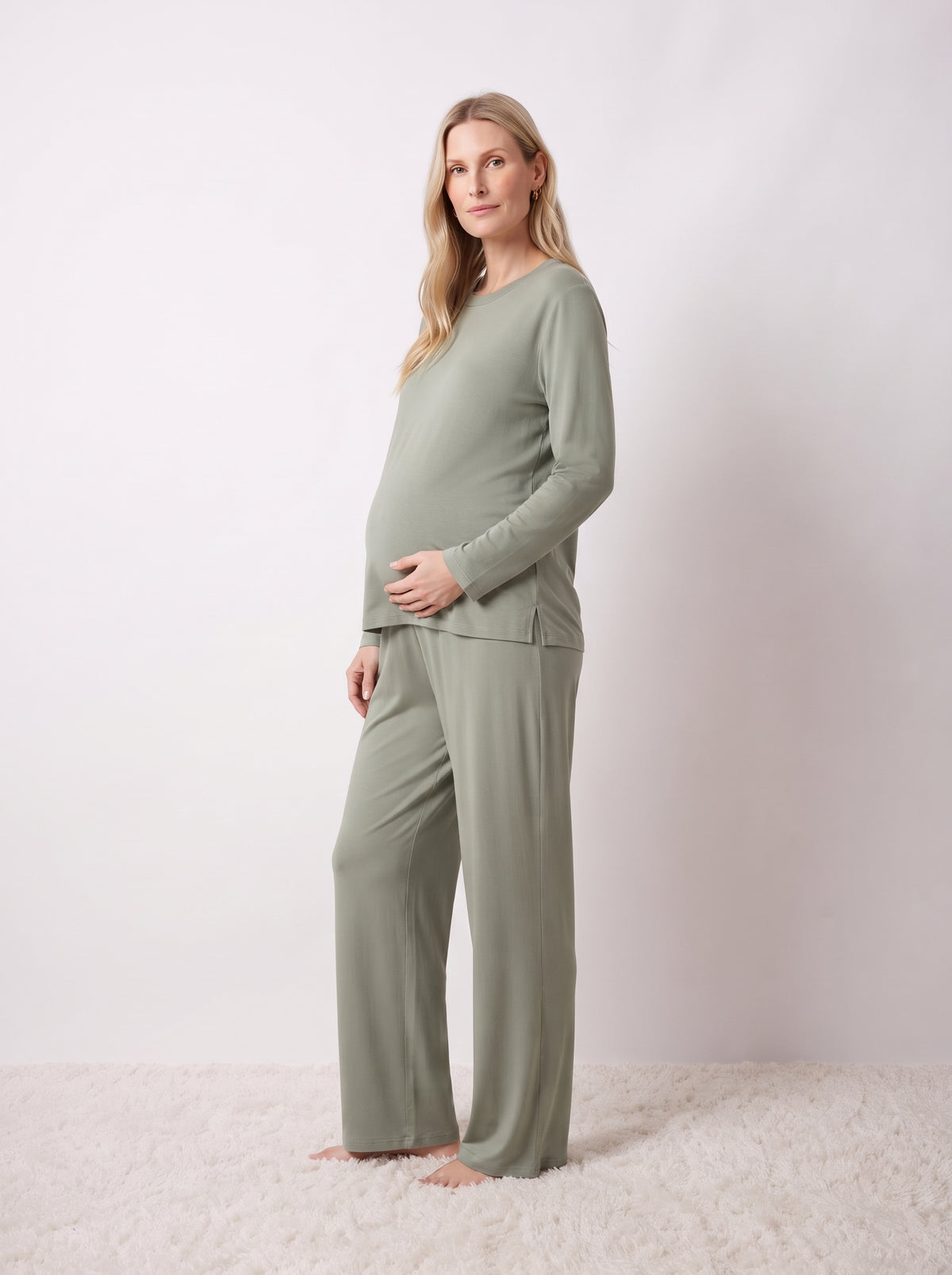 Pijama largo premamá viscosa verde