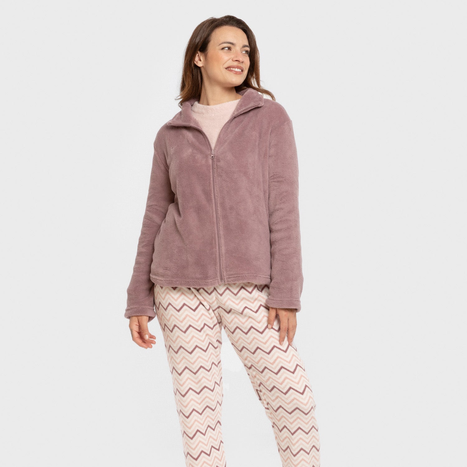 Sudadera coral lisa Berenjena