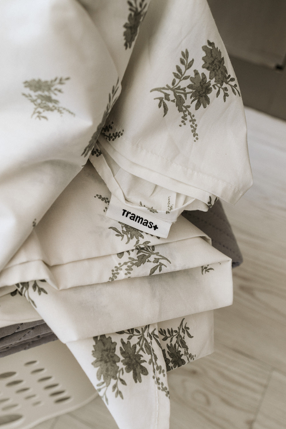 Juego de sábanas algodón percal Petri verde seco