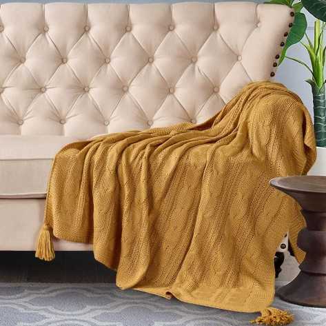 Plaid Borlon mostaza 130x170 comprar-plaids-y-fulares-multiusos